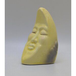 Vintage Crescent Moon Salt Or Pepper Shaker VTG Yellow Clouds Man Face Decor